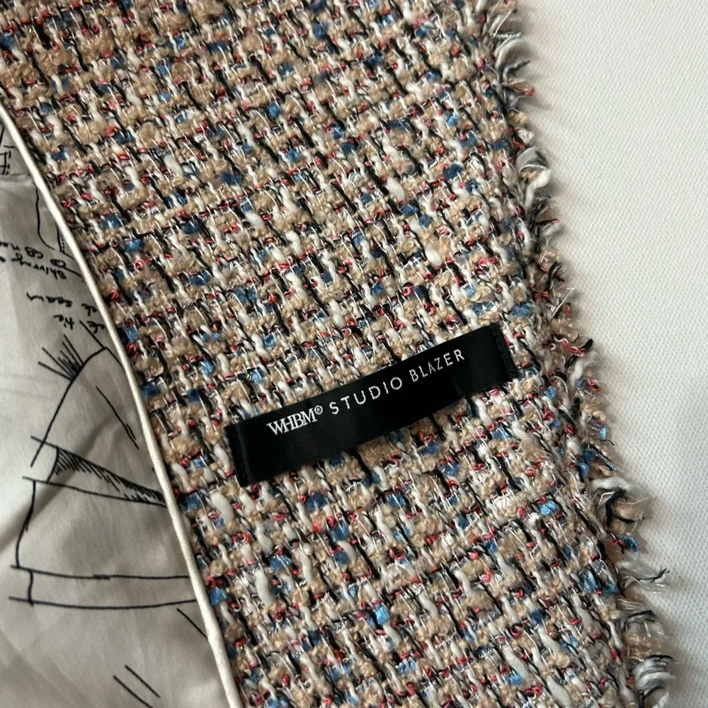 WHBM White House Black Market Studio Tweed Knit Blazer Jacket Coat Chic Sz 12 - Picture 8 of 16